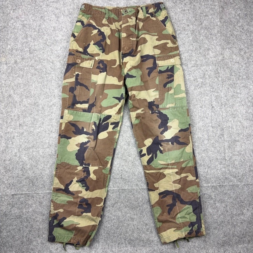 VTG US Military Cargo Pants Mens 30x32 Camo Woodland Combat Ripstop Gorpcore 90s